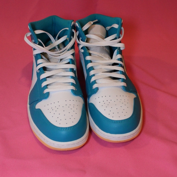 Nike Air Jordan 1 Mid Aquatone Blue Gold AJ1 Casual Basketball Men's 12 US - Picture 5 of 6